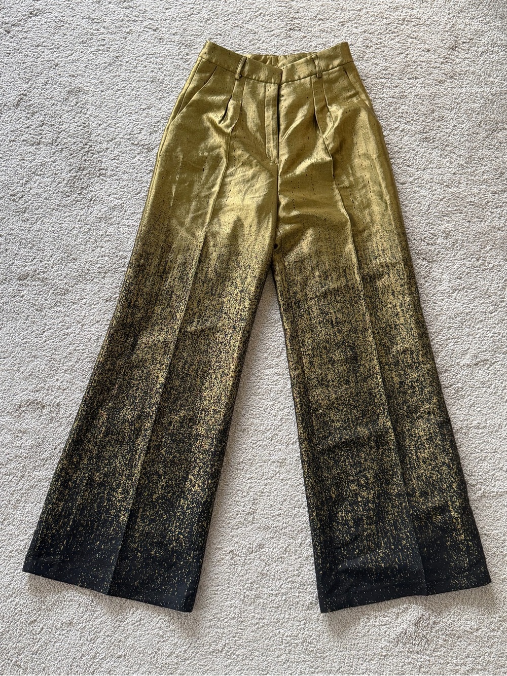The Label Edition Gold to Black Ombre Metallic Wide-Leg Trousers